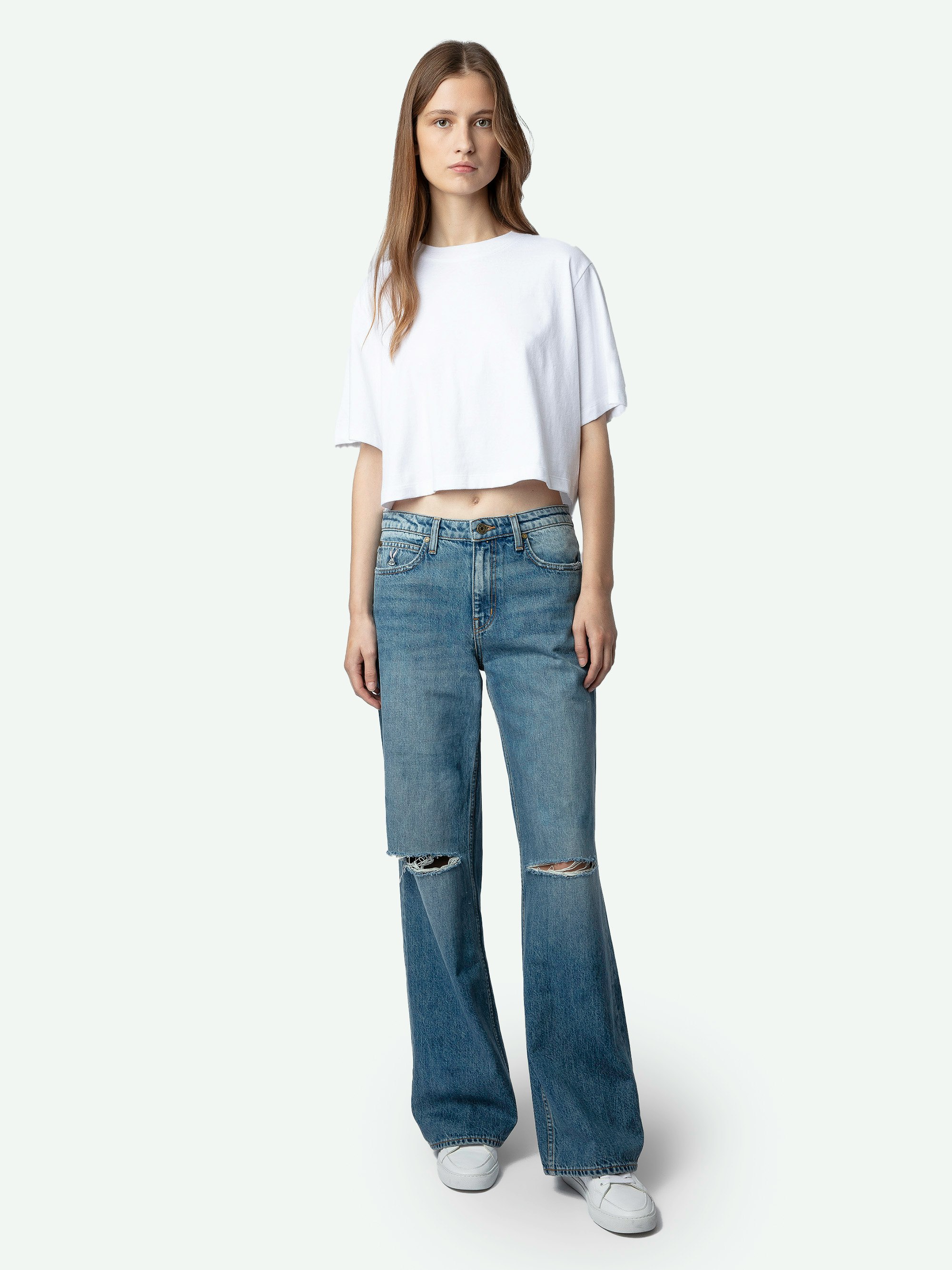 Lennox Cropped Tee - Women's white cropped t-shirt.
