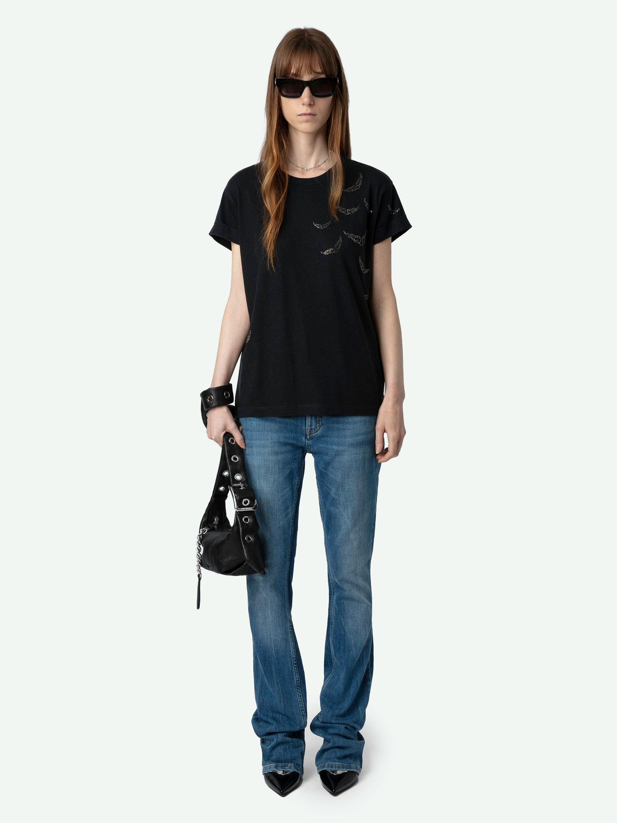 Anya Diamante Wings T-shirt - Short-sleeved baggy T-shirt with diamante wings on the sides.