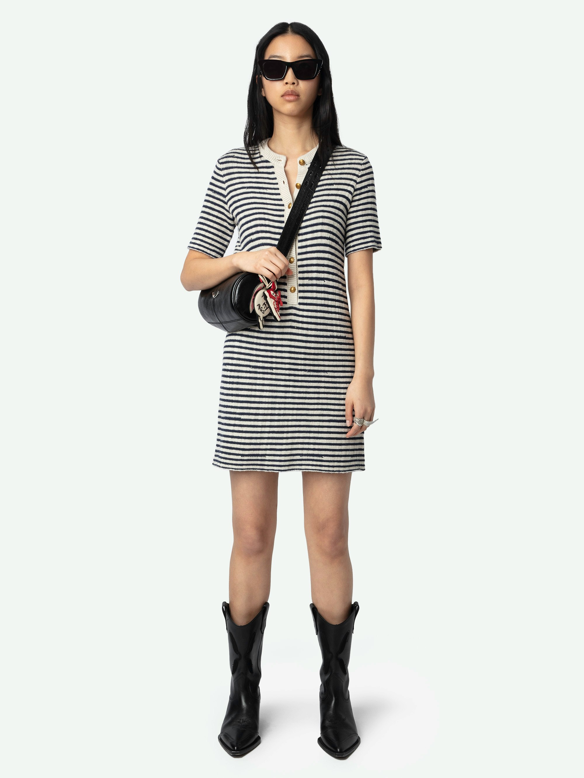 Tahoe Dress - Short-sleeved sailor dress with buttoned collar.