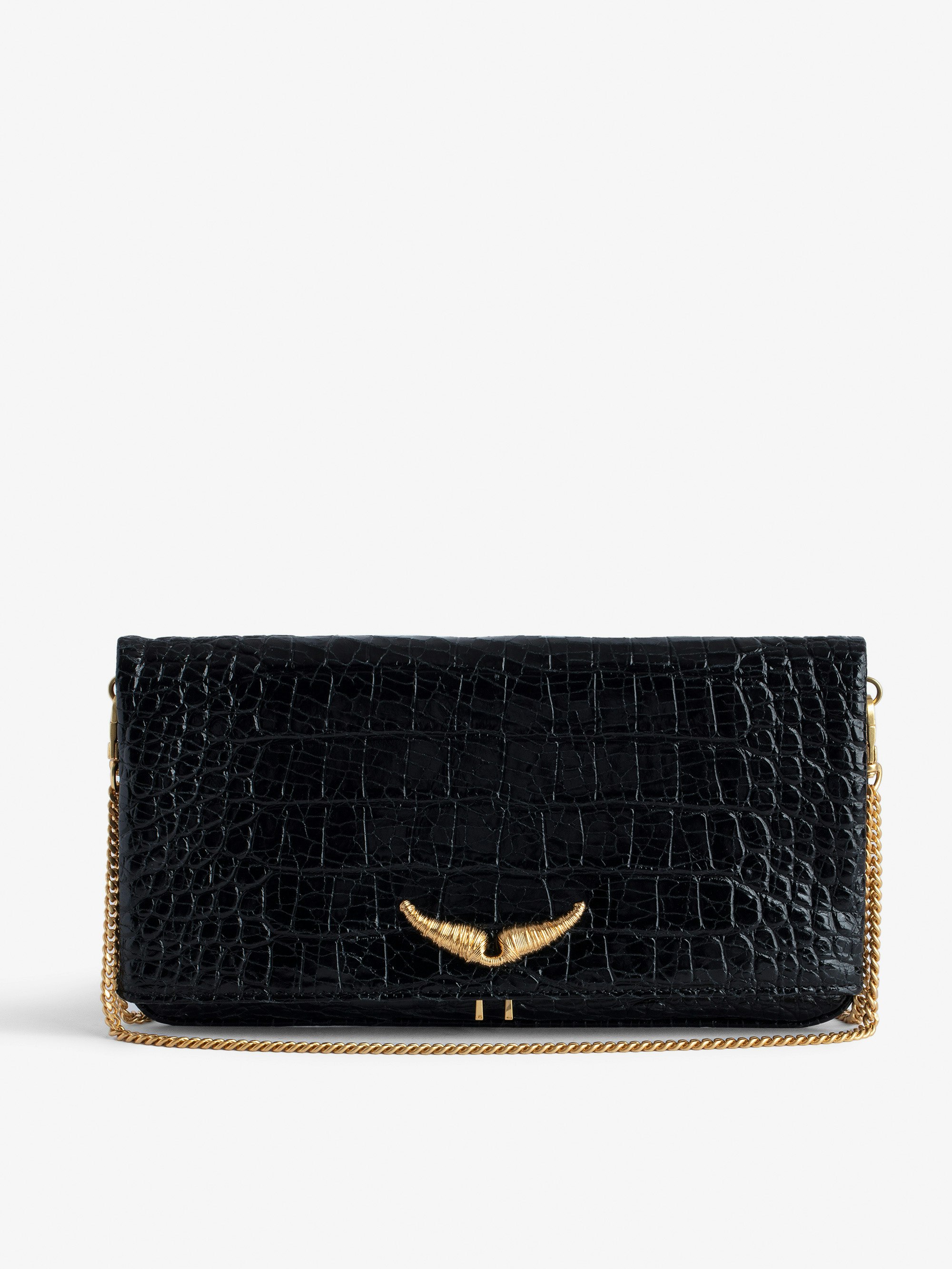 Rock Goossens Geprägte Clutch - Zadig&Voltaire hat das Know-how des Kunsthauses GOOSSENS genutzt, um seine emblematischen Flügel auf seiner ikonischen Tasche hervorzuheben: der ROCK Pochette.