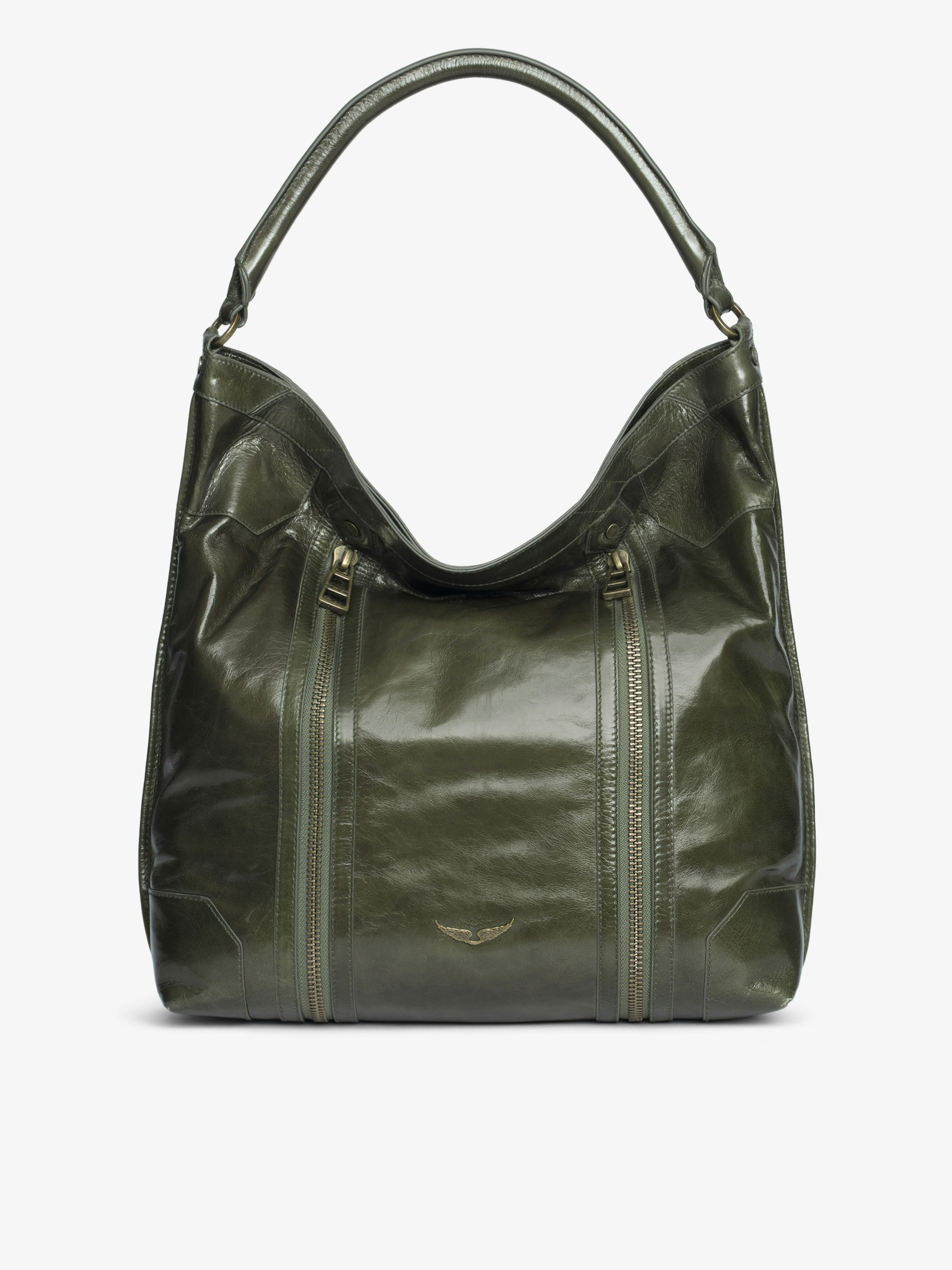 Bolso Sunny Hobo Vintage Patent - Bolso hobo de charol con efecto vintage inspirado y firma de alas.