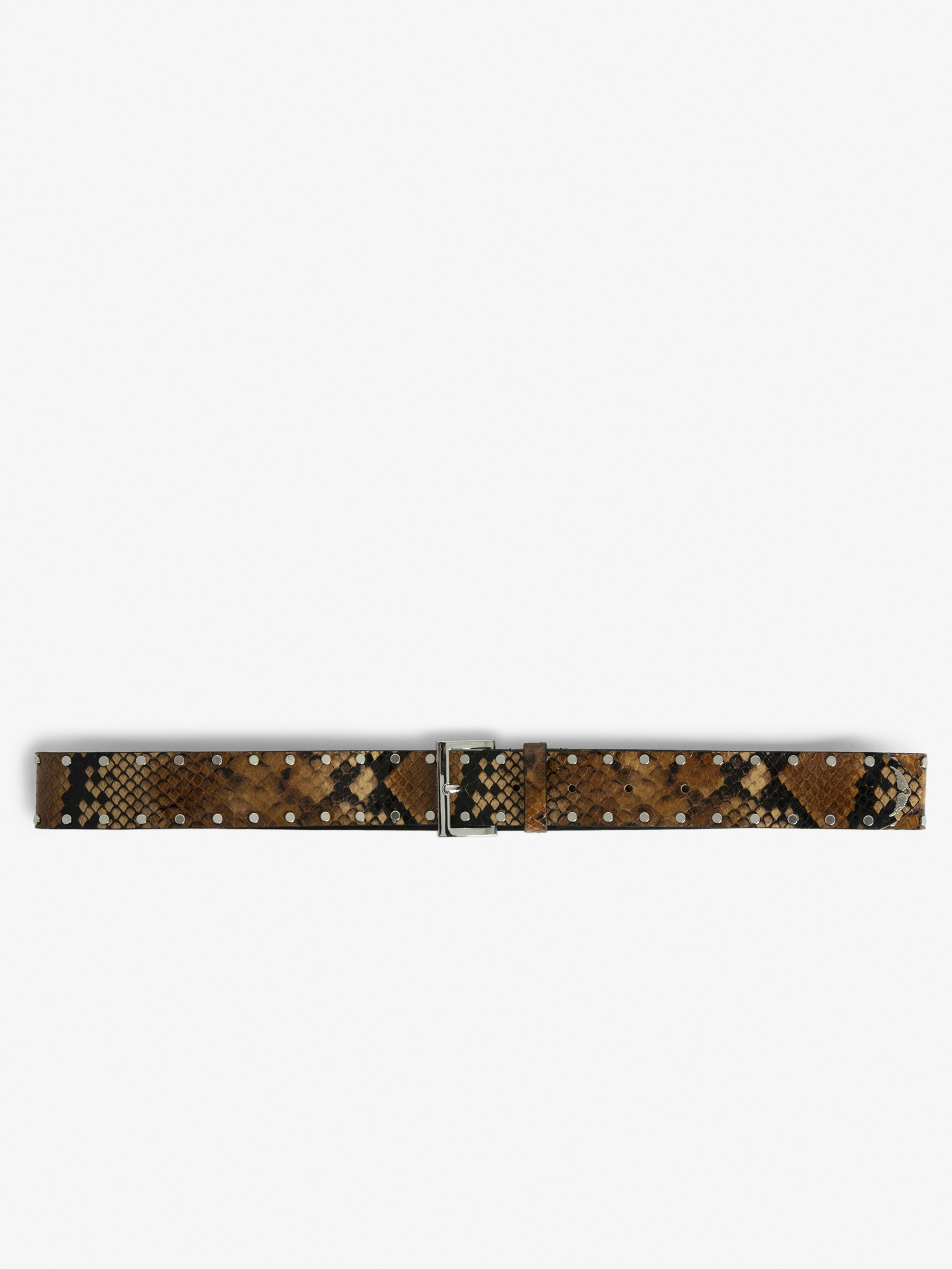 Starlight Belt - Leather belt with snake effect and stud embellishments.