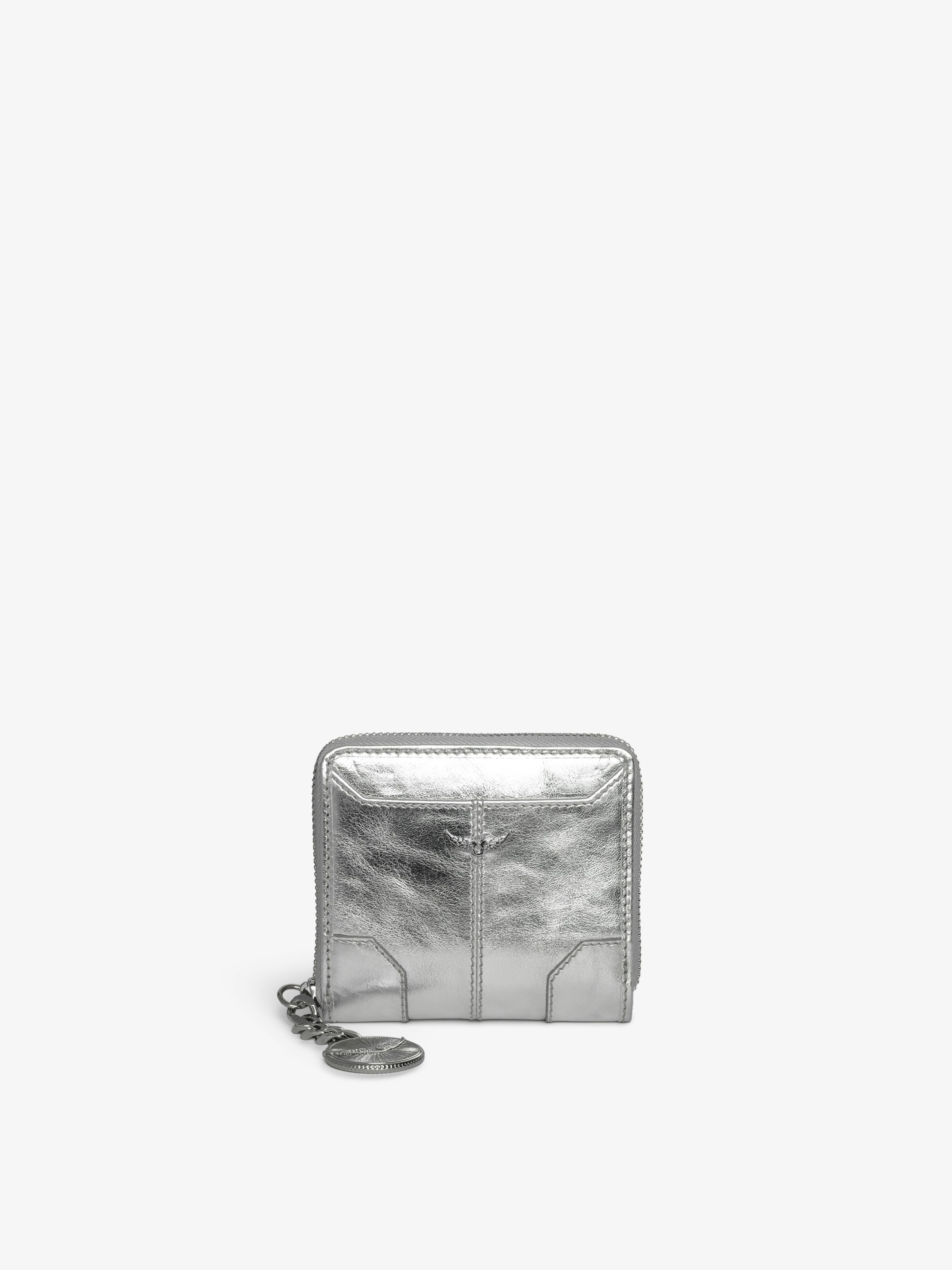 Monedero Sunny Mini Vintage Metal - Monedero de cuero metalizado con medallón y firmas de alas.