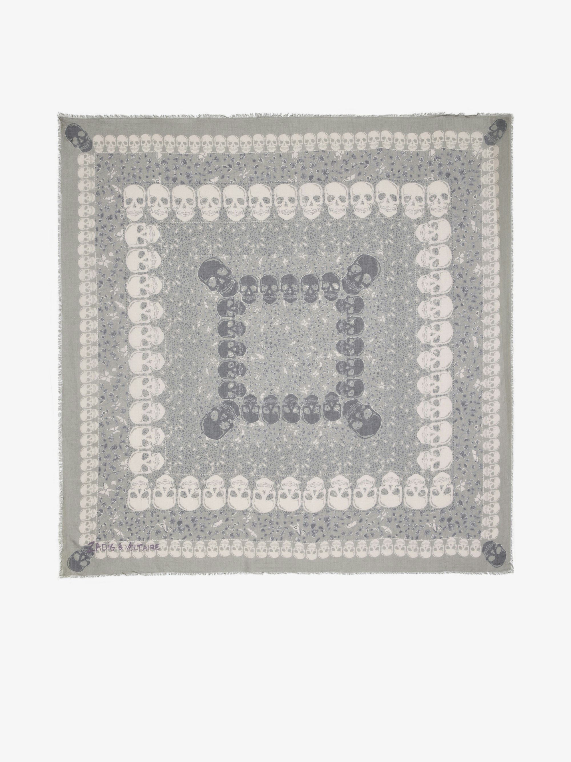 Kerry Scarf - Scarf in modal with skull and flower print.