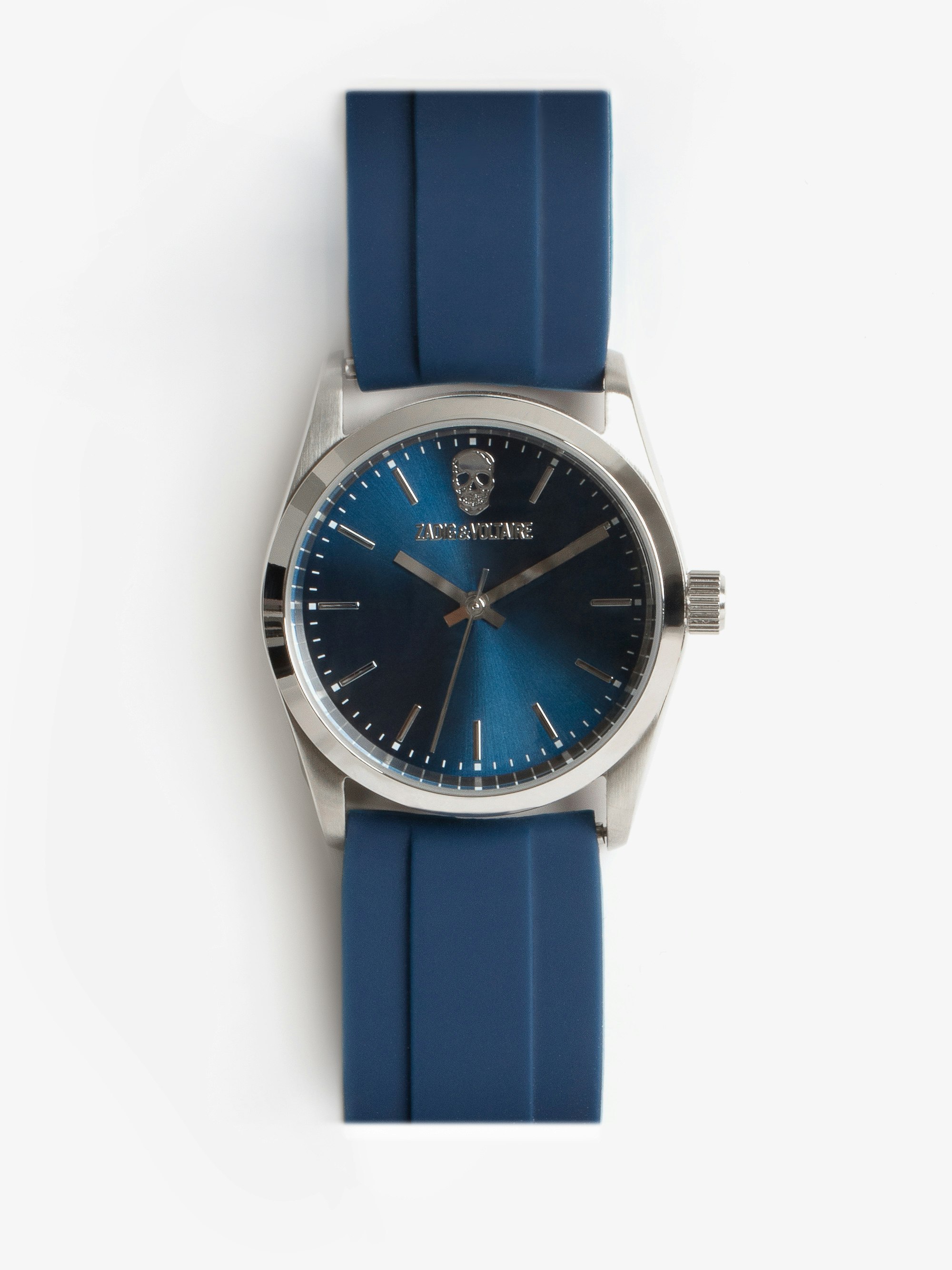 Zadig Rubber Color Watch - Grey stainless steel watch with silicone strap and Voltaire heart dial.