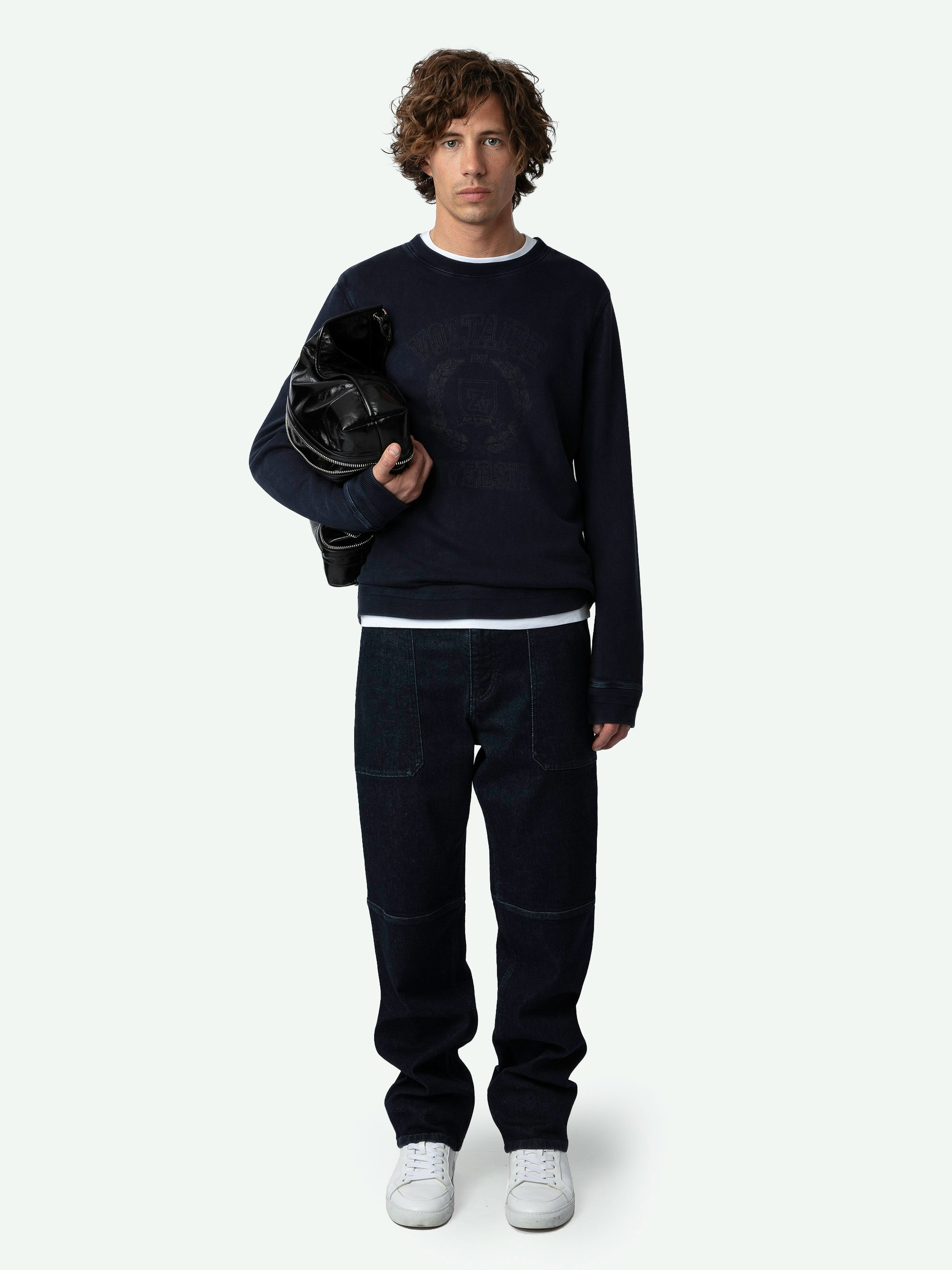Jean Pio - Gerade geschnittene Jeans aus Rohdenimstoff mit Workertaschen und Ausschnitten.