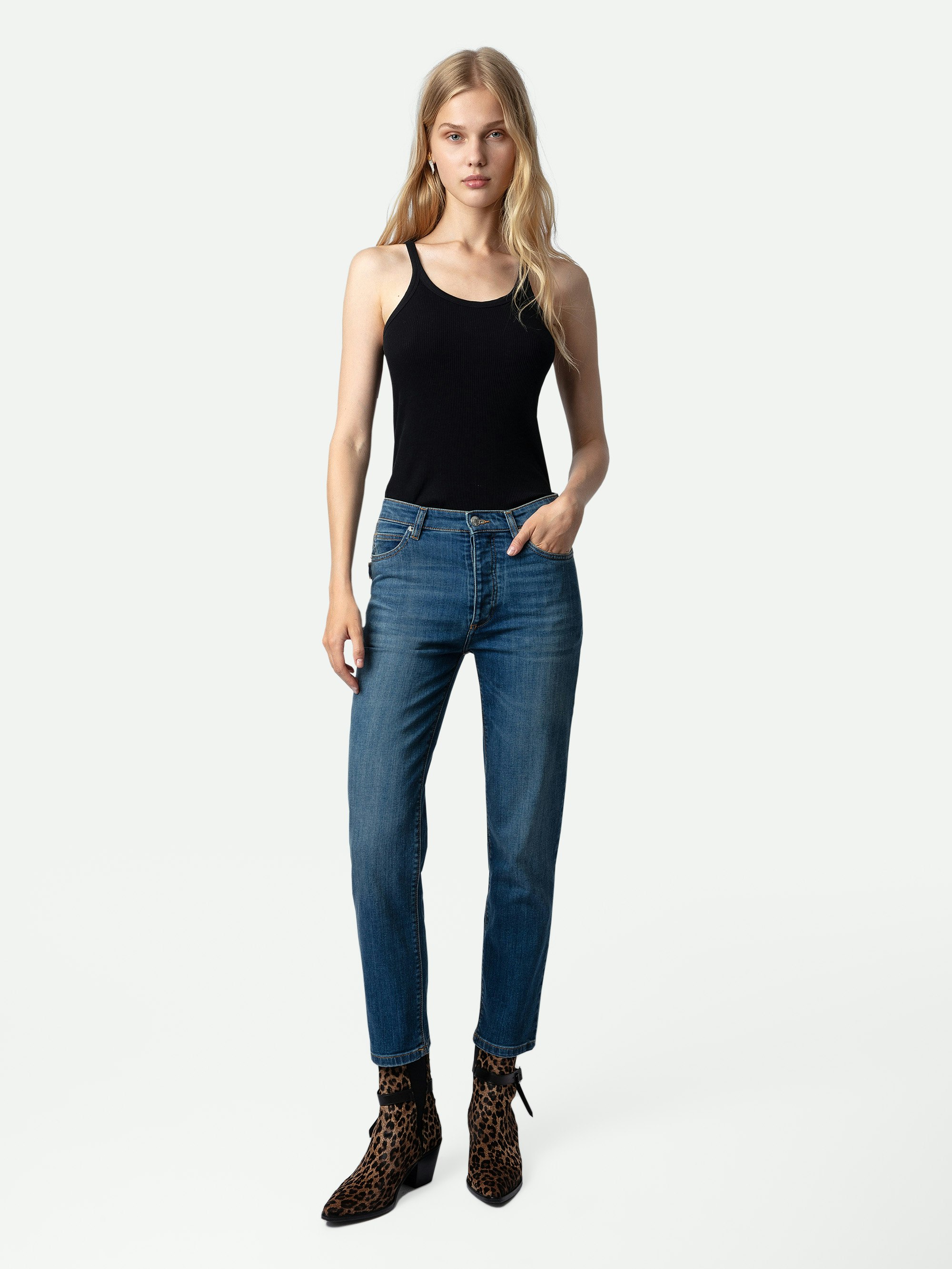 Mamma Jeans - Women’s faded blue cotton denim jeans.