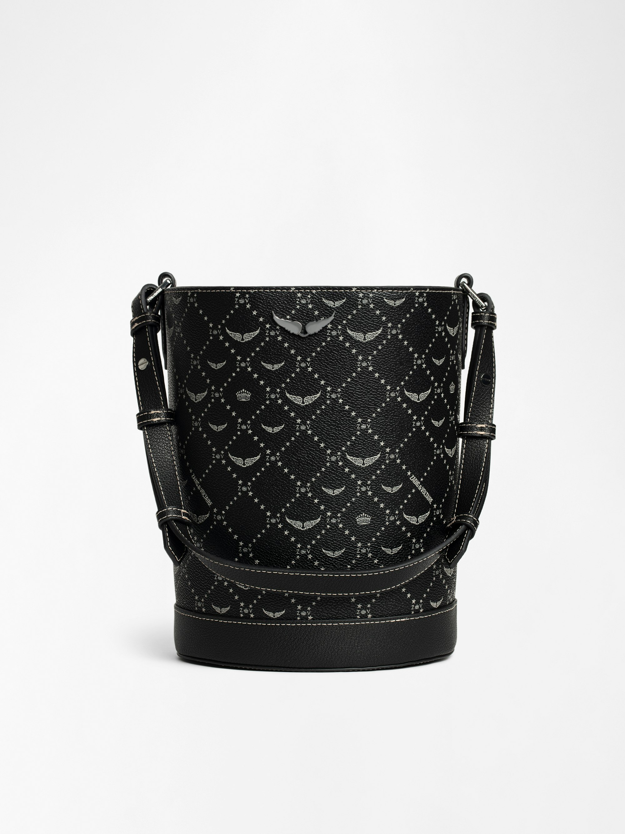 Borsa Z Bucket Monogram - Borsa a secchiello in tela monogram con tracolla regolabile e firma ad ali.
